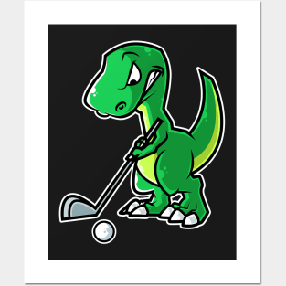 Tyrannosaurus Golf Player Golfer Golfing Funny Kids Boys graphic Posters and Art